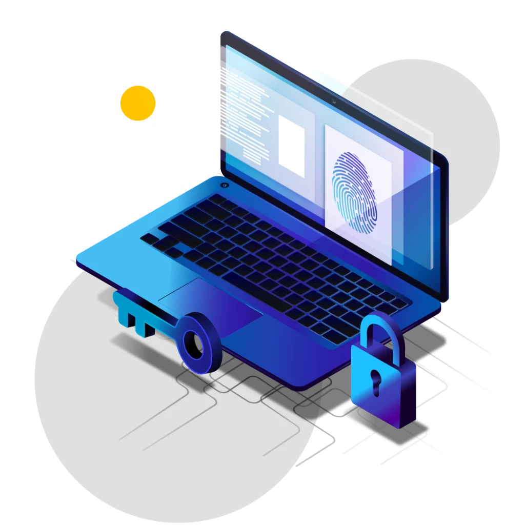 Illustration représentant un ordinateur verrouillé par un cadenas, symbole de la sécurité informatique