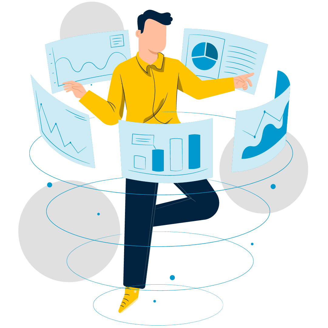 Image représentant une personne gérant plusieurs choses à la fois, symbole de la flexibilité d'Alcatel